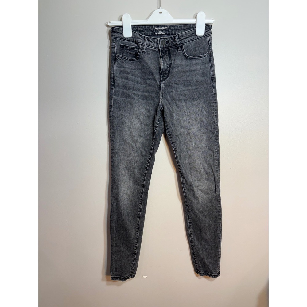 Rising Sun & Co Womens Washed Black Skinny Jeans Size 26 Faded Denim‎ Charcoal
